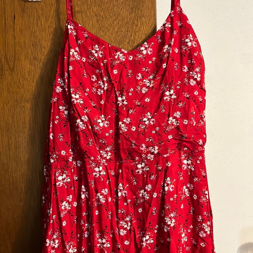 Maurices Red Pleated Sundress with Spaghetti Straps